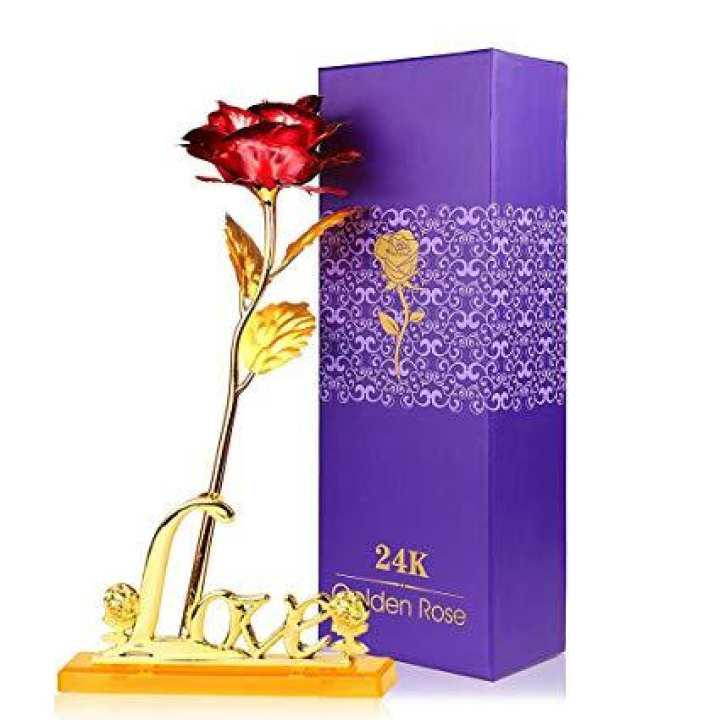 24k Gold Rose With Stand