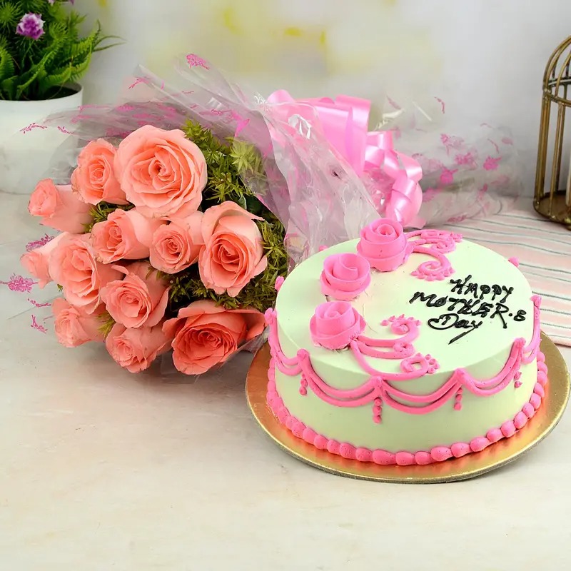 Flower and Cake Gift for Mothers Day