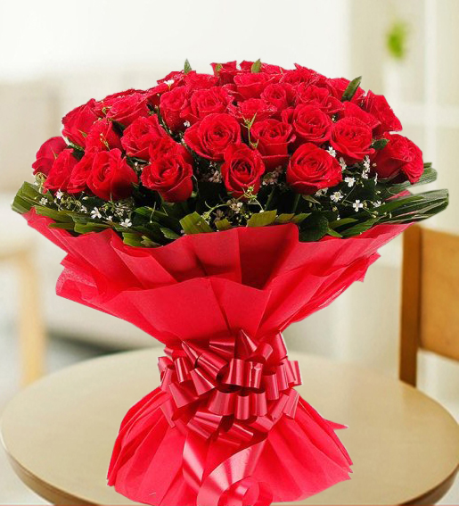 Red Rose Bouquet with Paper Packing